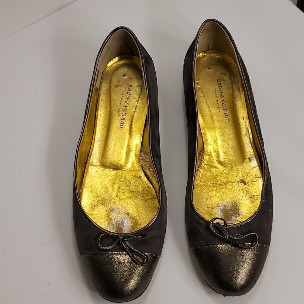 Andrea Carrano pewter/gray ladies flats size 40.5 or 9